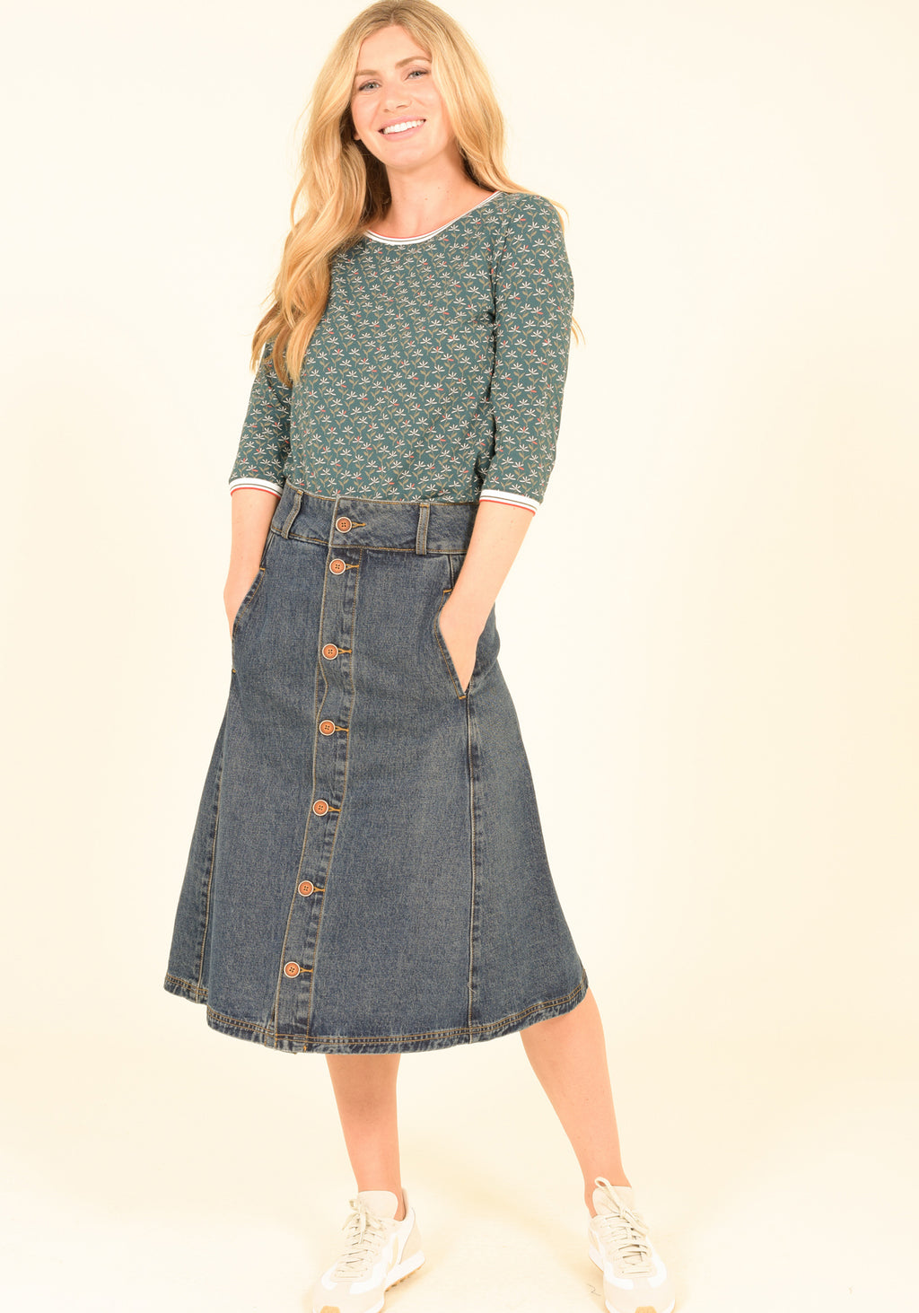 Women's Button Through Denim A Line Skirt | Boohoo UK